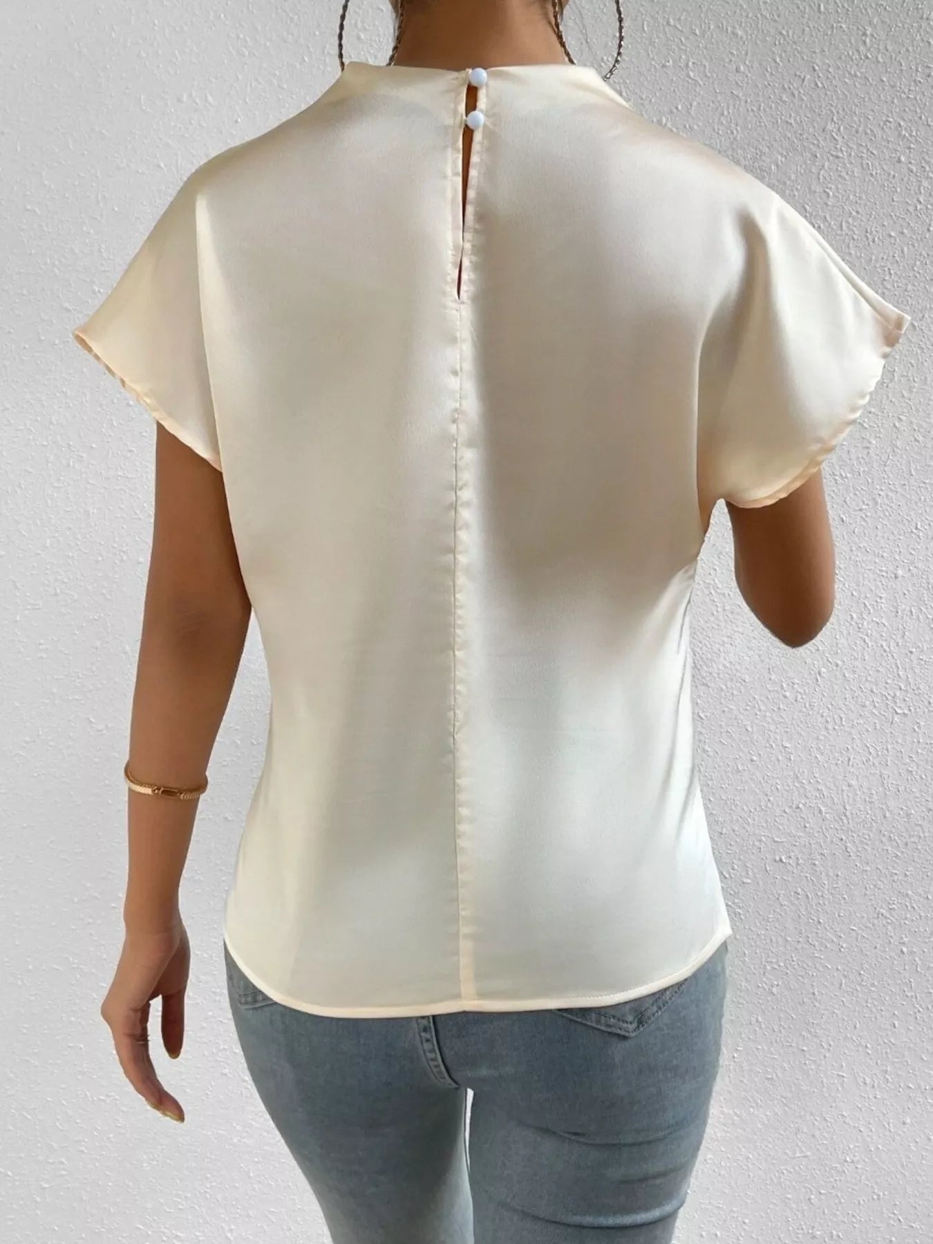 Mock Neck Satin Blouse