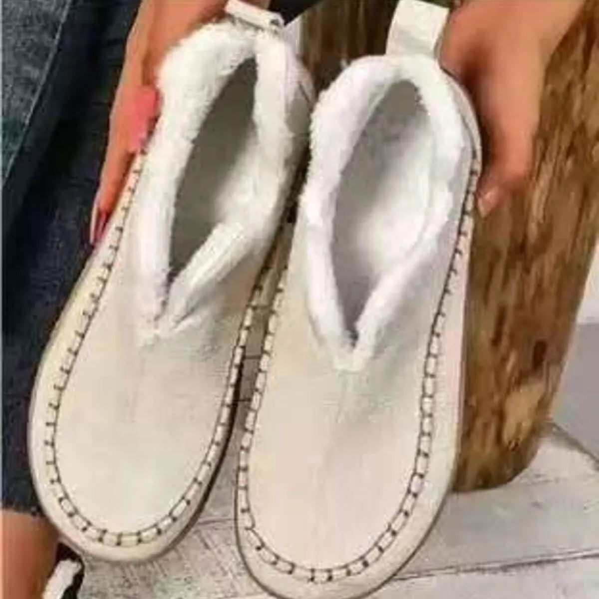 Round Toe Sherpa-Lined Slip-Ons