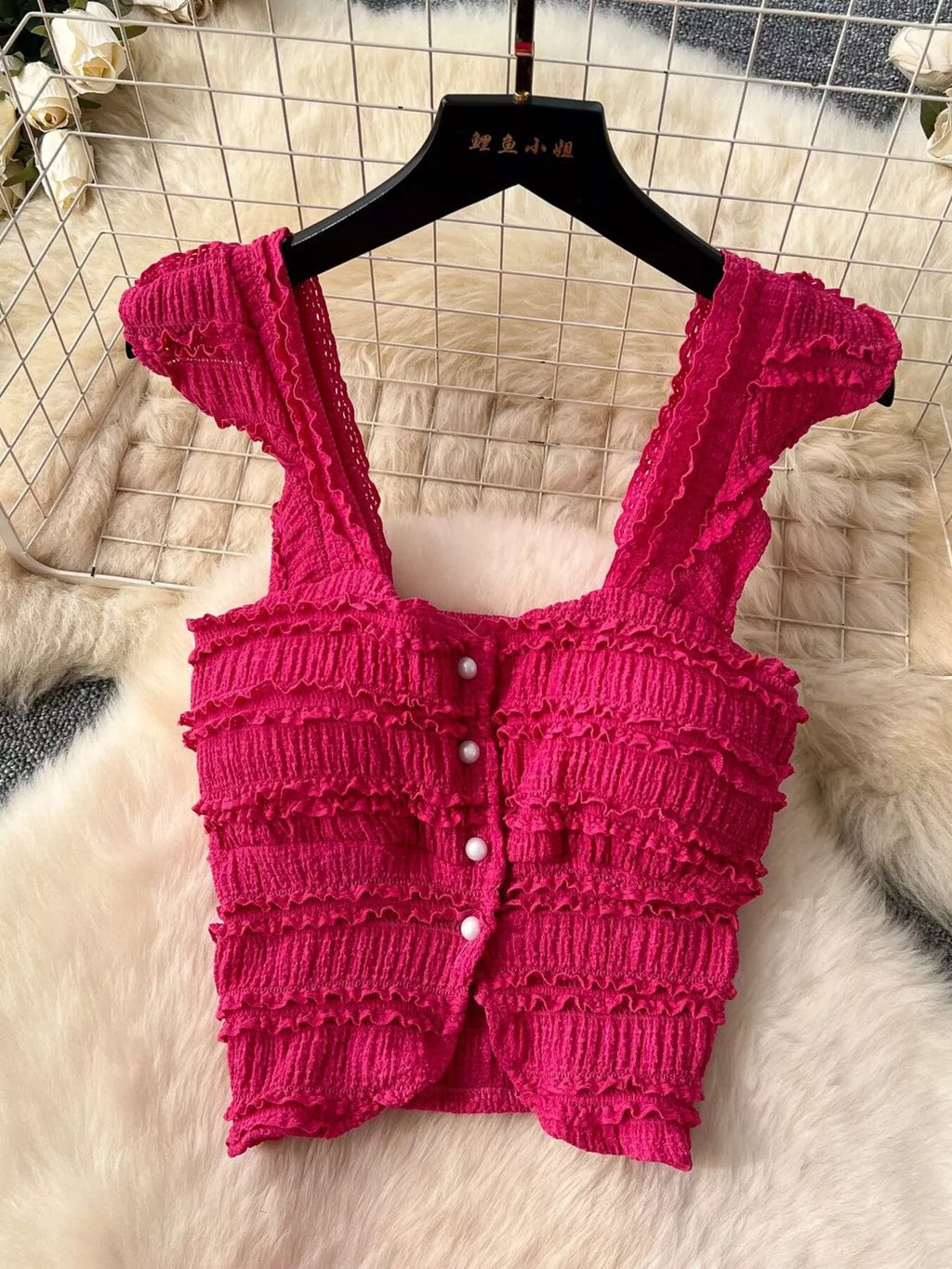 Textured Crop Top and Tiered Skirt Set