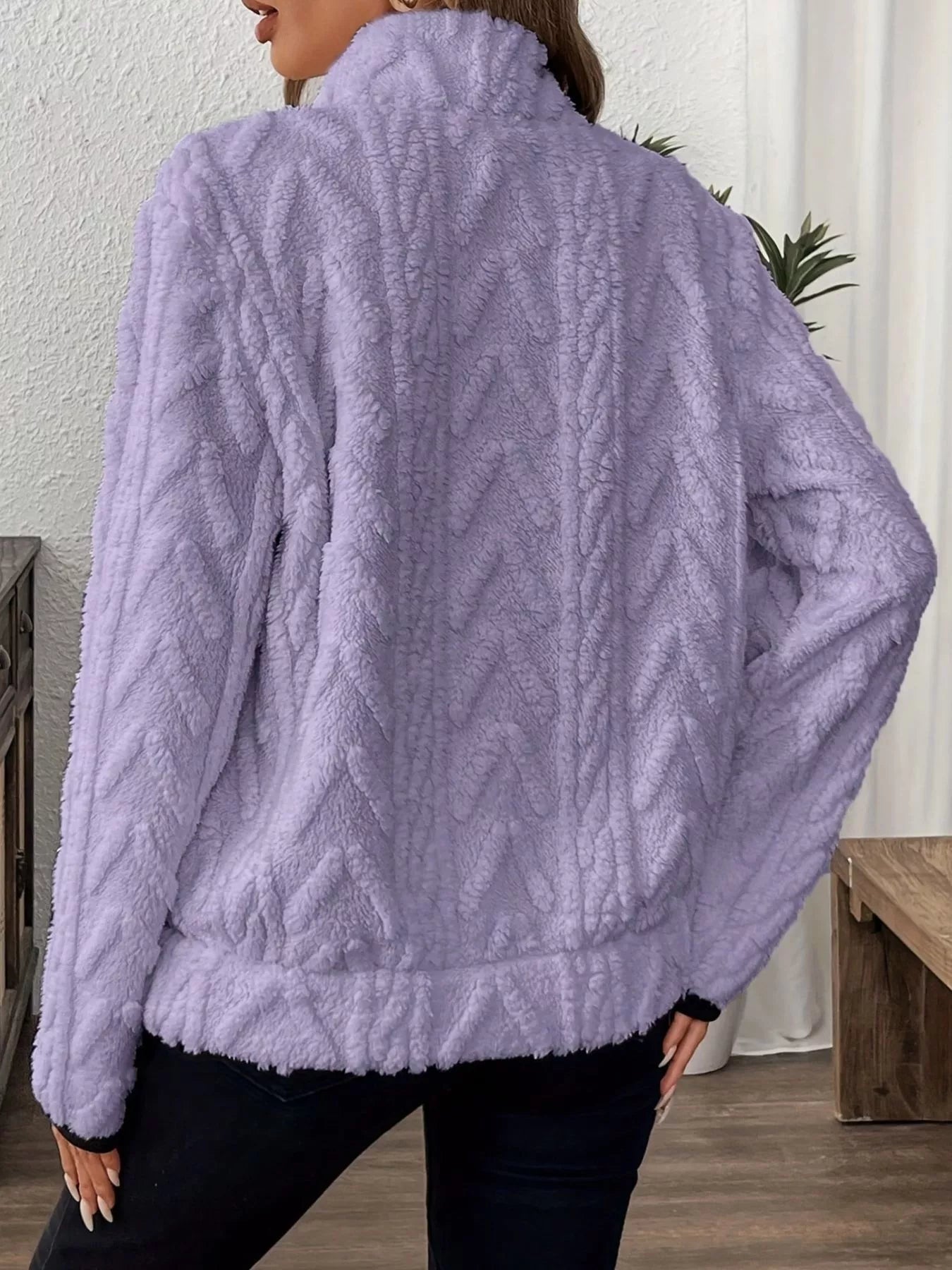 Full Size Half Zip Kangaroo Pocket Sweatshirt Plus Size