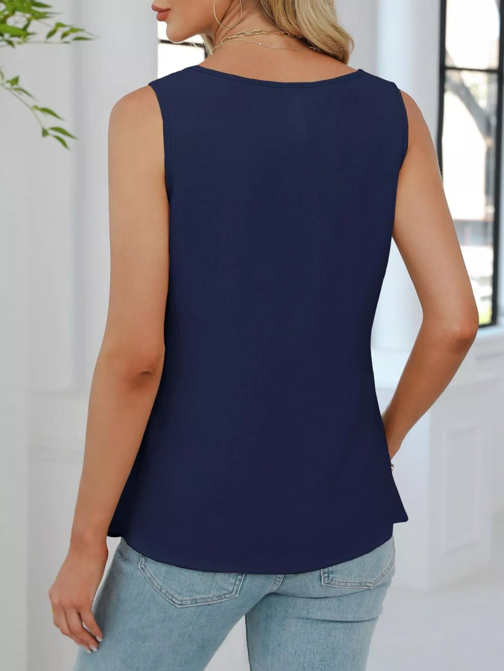 V-Neck Pleated Tank