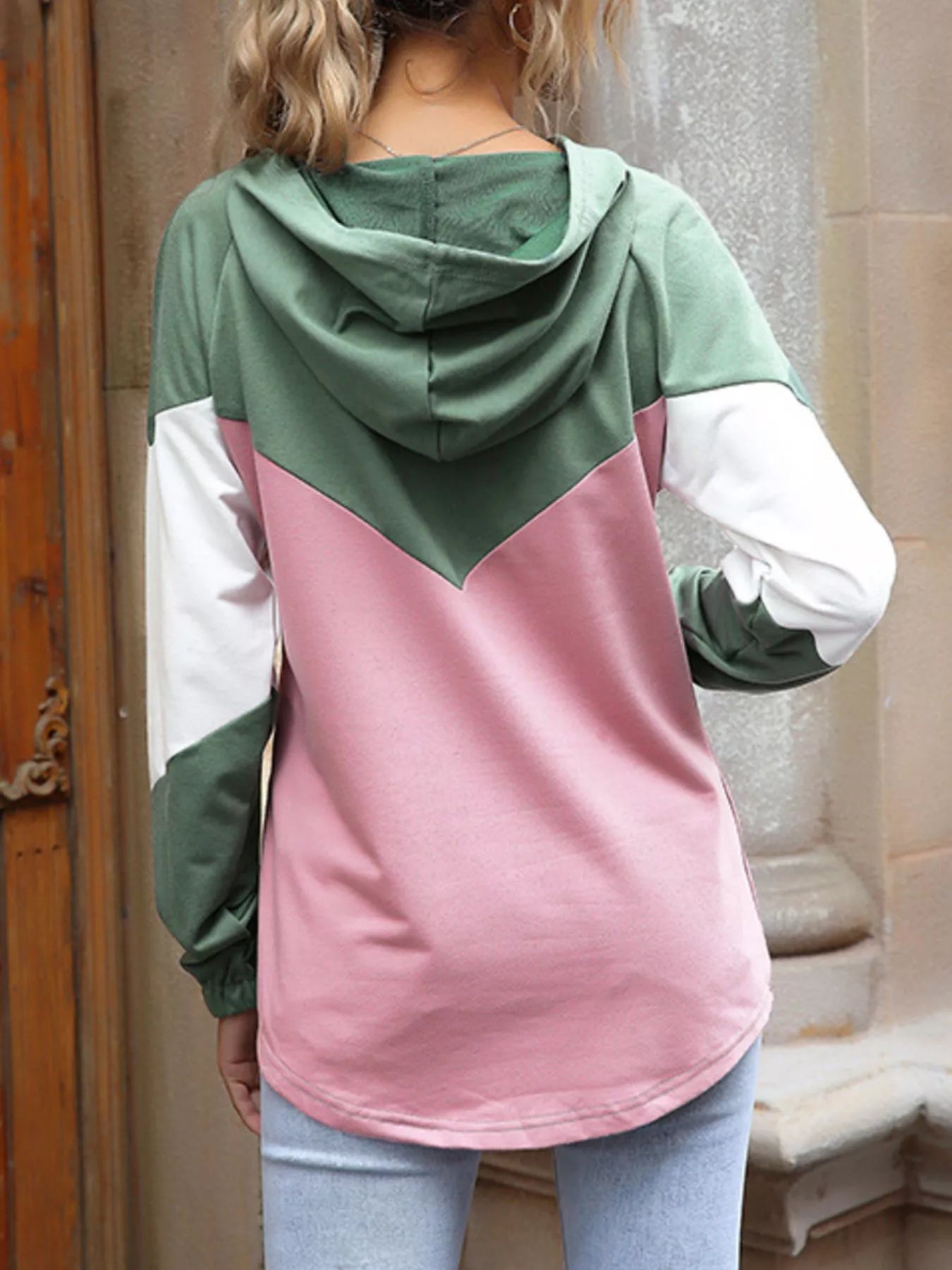Color Block Casual Long Sleeve Hoodie