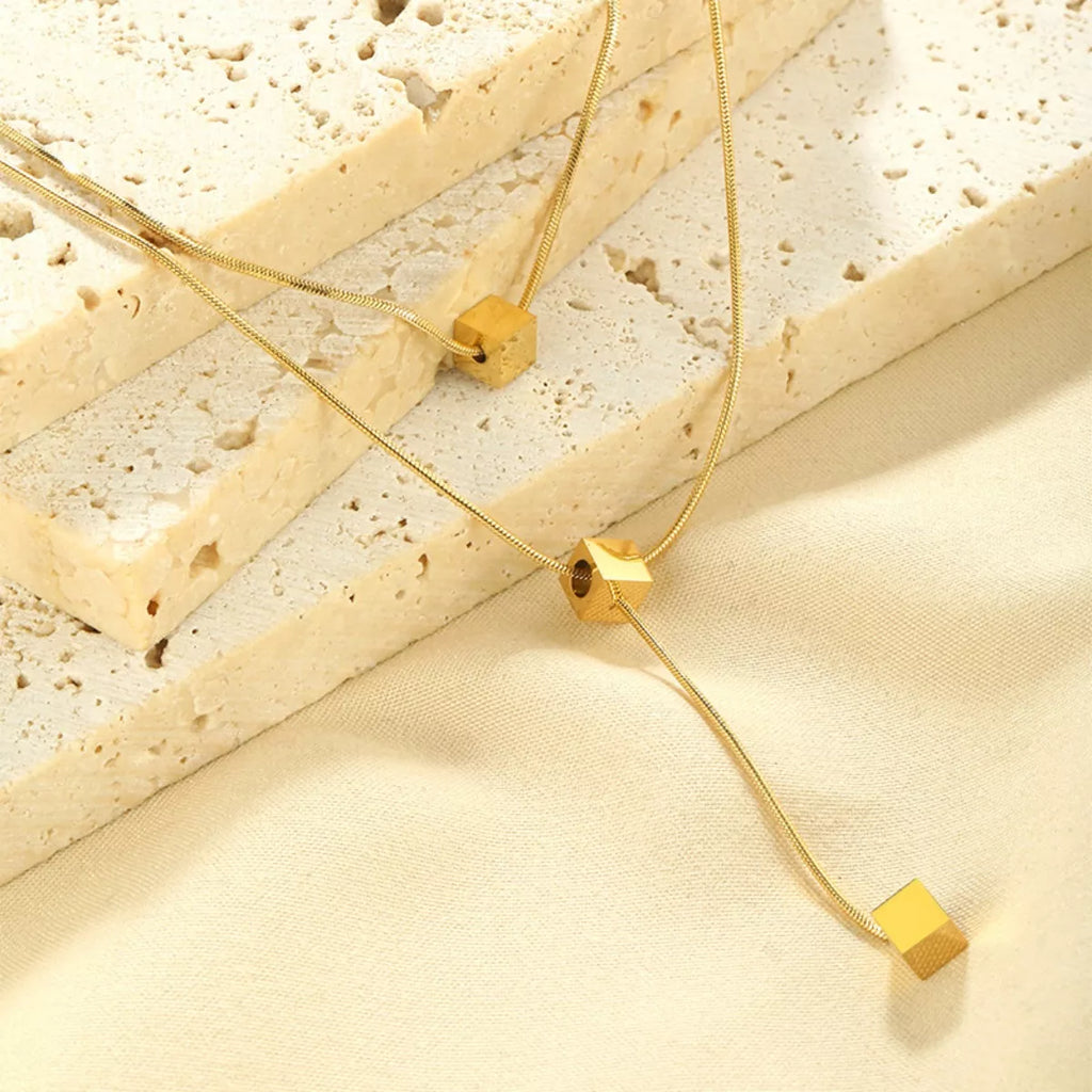 18K Gold-Plated Double Layered Geometric Necklace