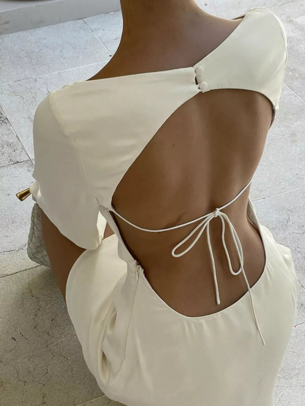 Backless Long Sleeve Mini Dress