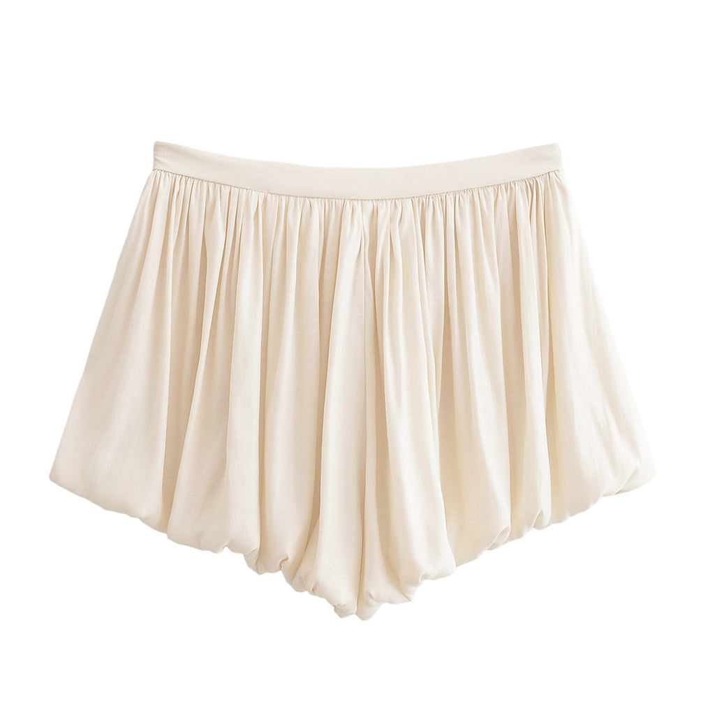 Folding balloon shaped flower bud shorts for women