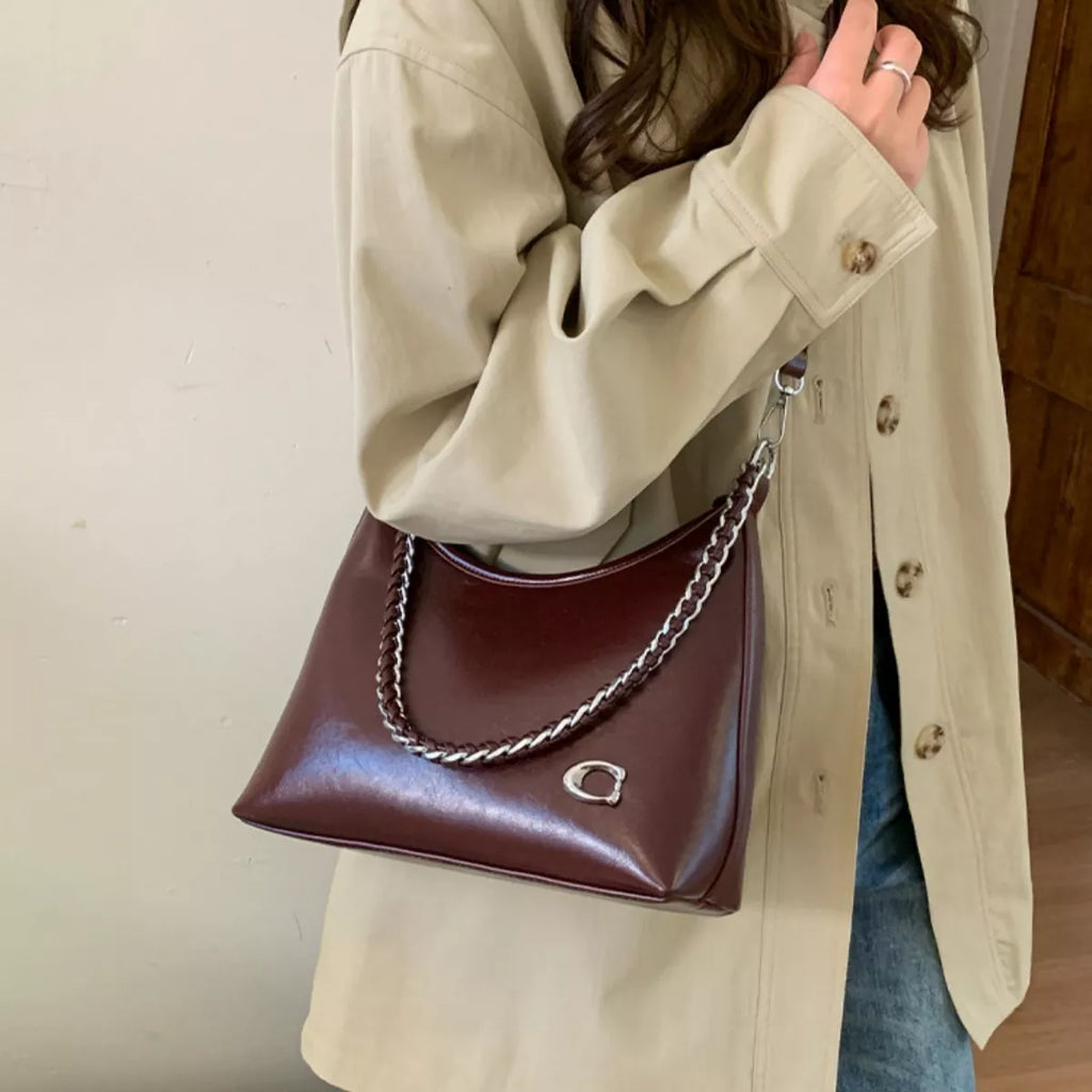 Chic Chain Accent Shoulder Bag