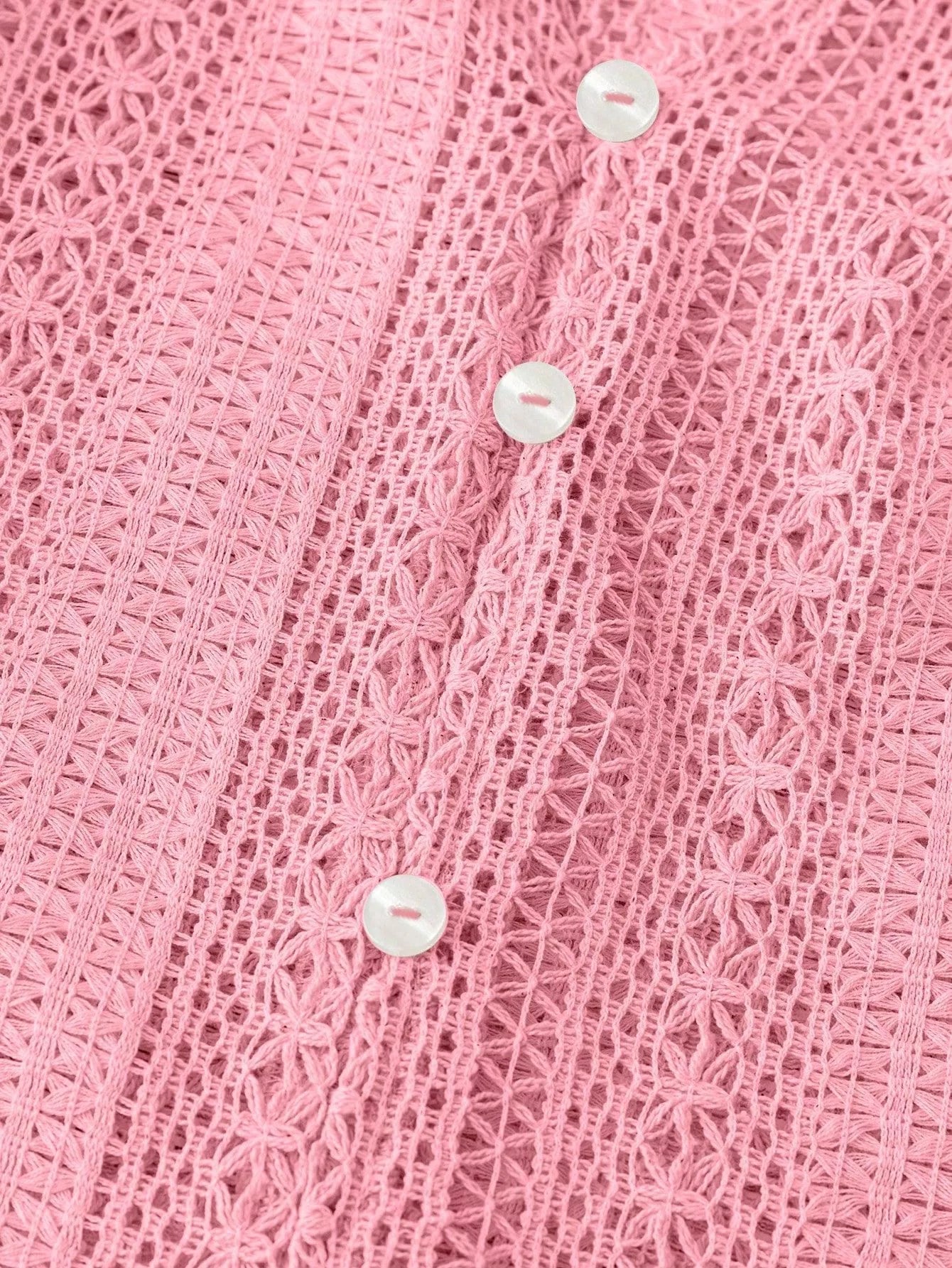Lace Notched Long Sleeve Shirt