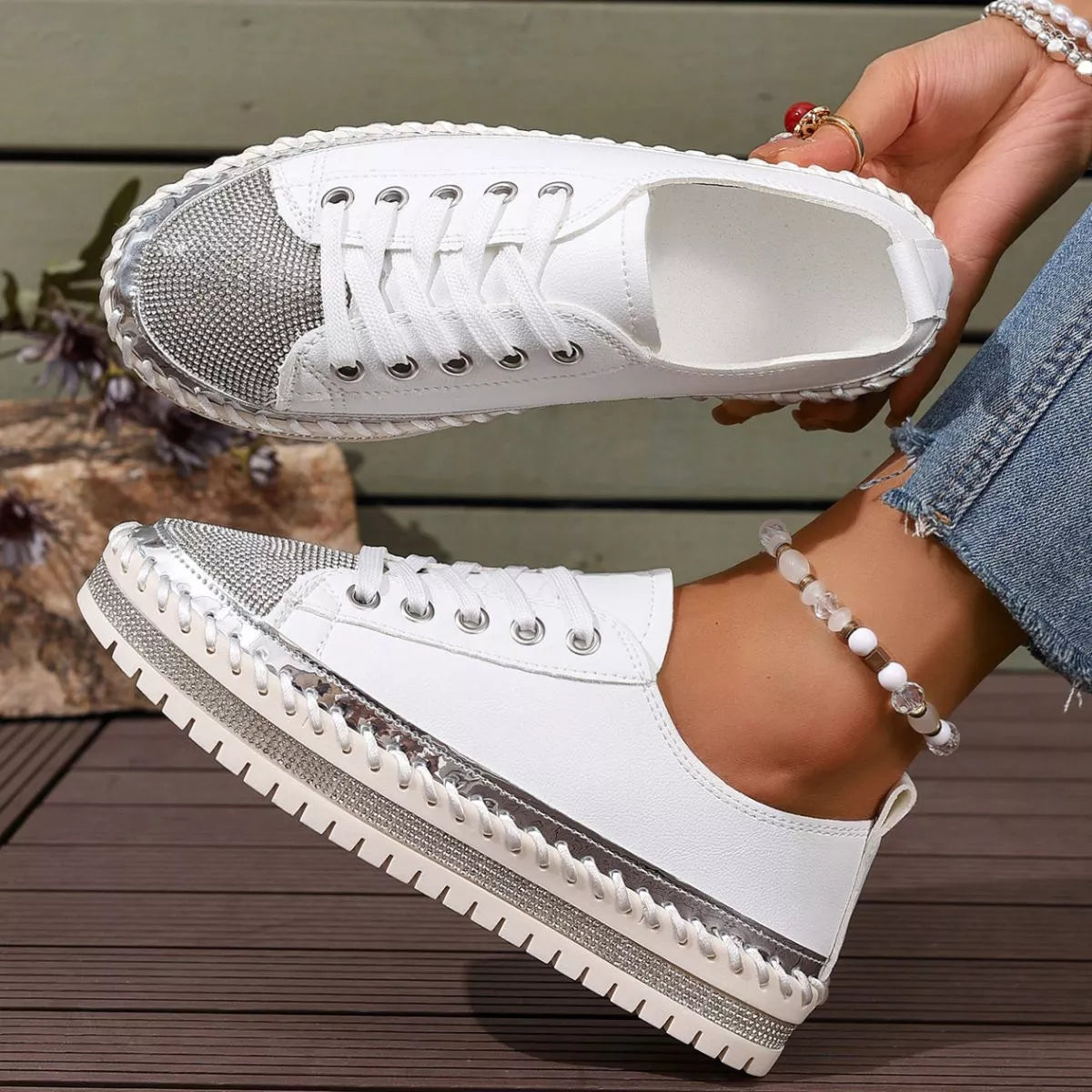 Round Toe Platform Sneakers