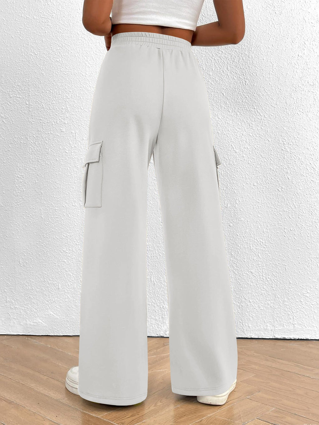 Casual High Waist Cargo Pants with Drawstring