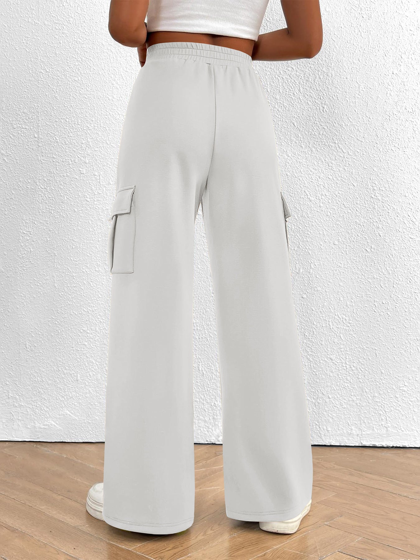 Casual High Waist Cargo Pants with Drawstring