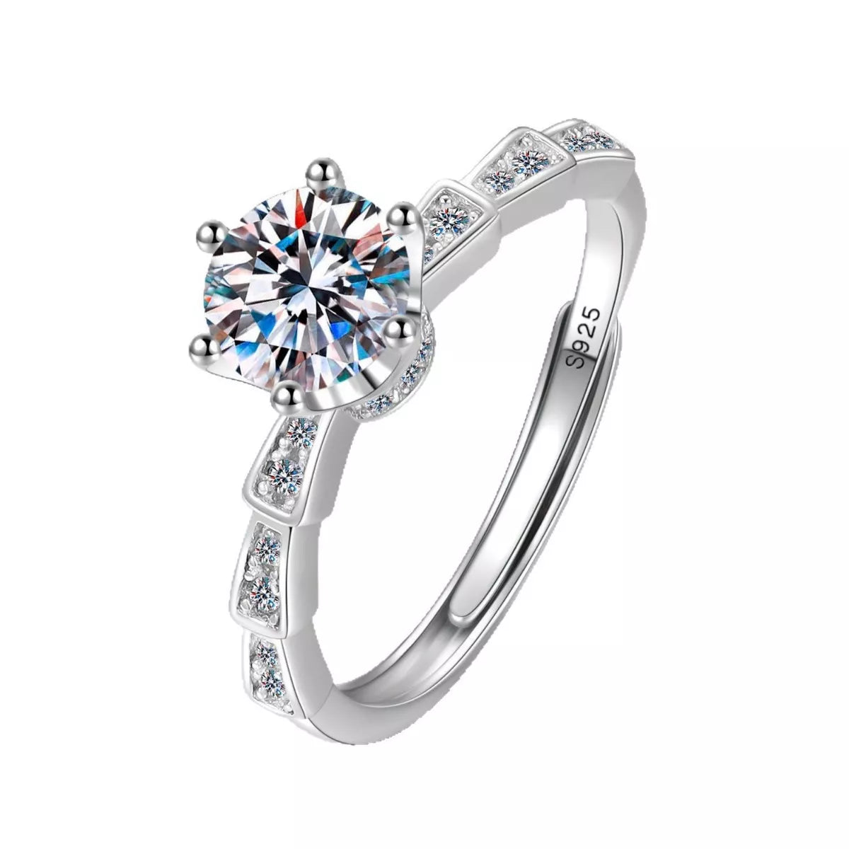 1 Carat Moissanite 925 Sterling Silver Ring
