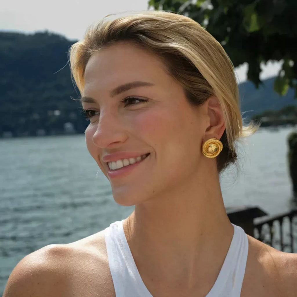 Twisted Rope Circle Stud Earrings