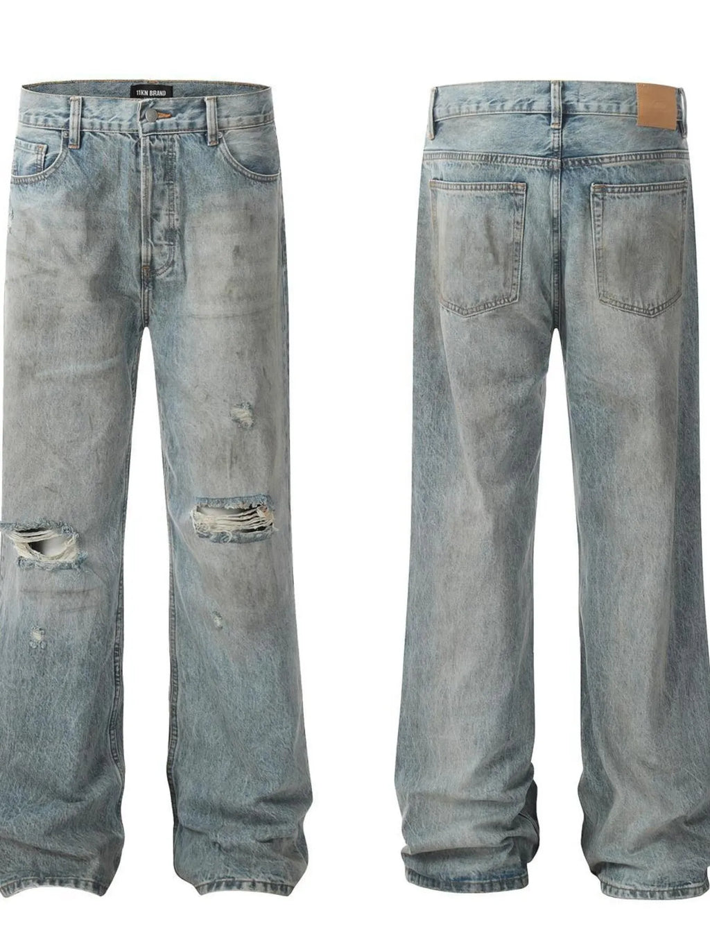 Men's Distressed Wide Leg Jeans