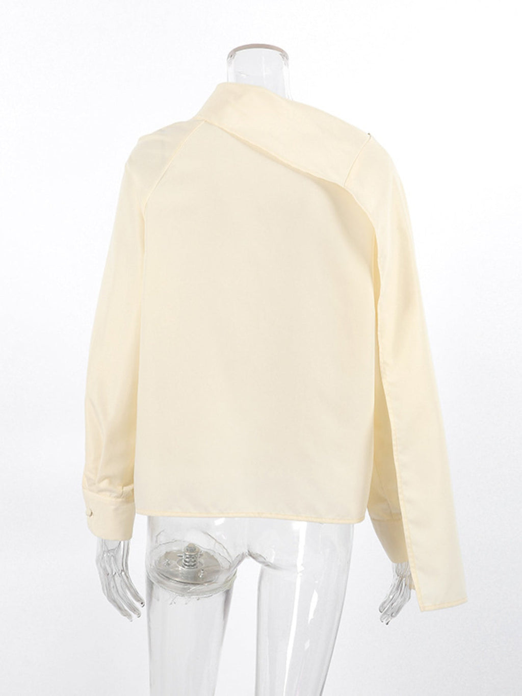 Asymmetrical High Collar Long Sleeve Blouse