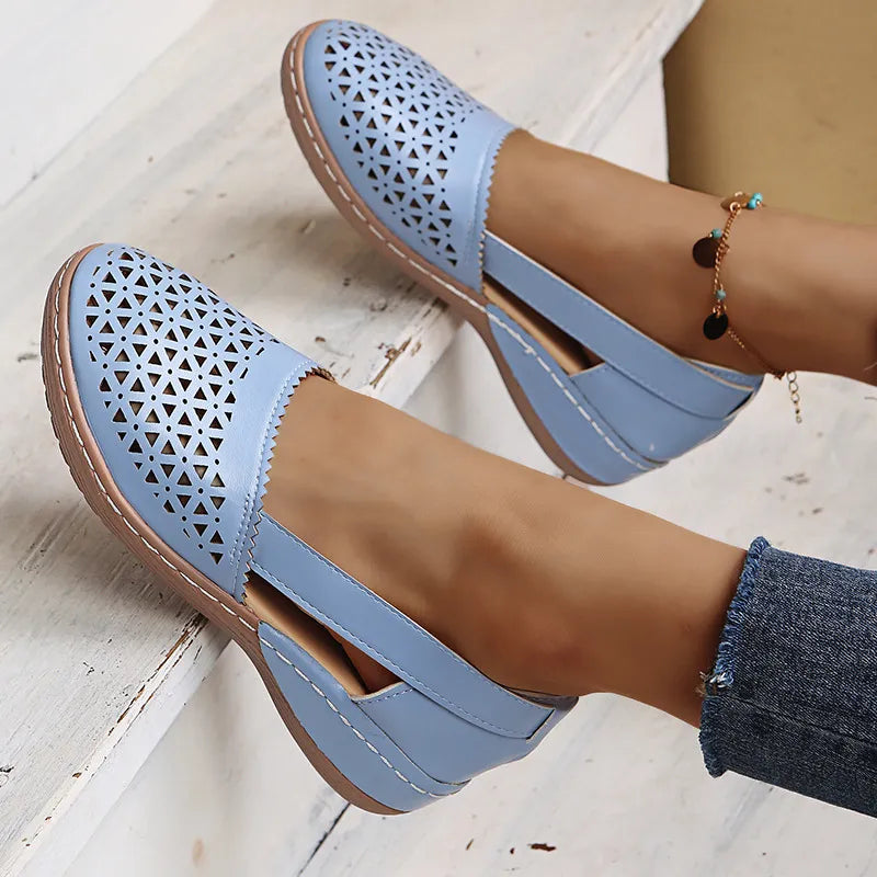 Cutout Round Toe Slip-Ons