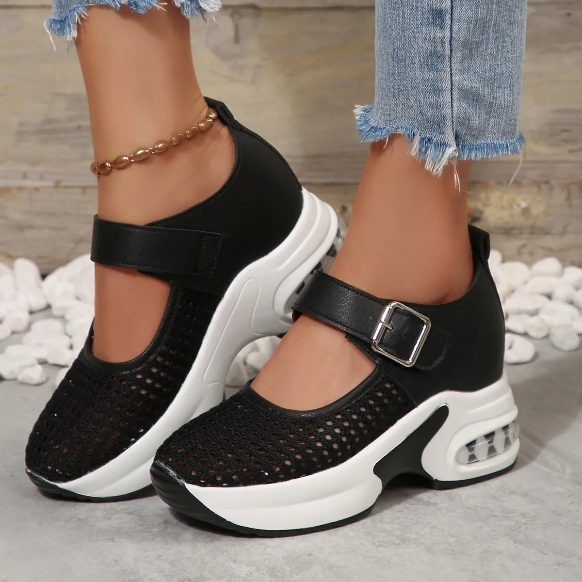 Breathable Mesh Platform Sneakers