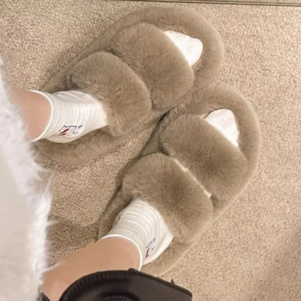 Fuzzy Open Toe Slippers