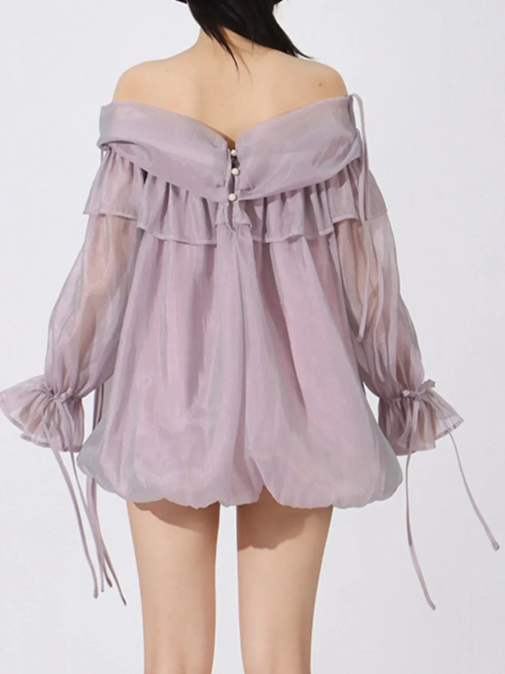 Ruffled Off-Shoulder Flounce Sleeve Blouse