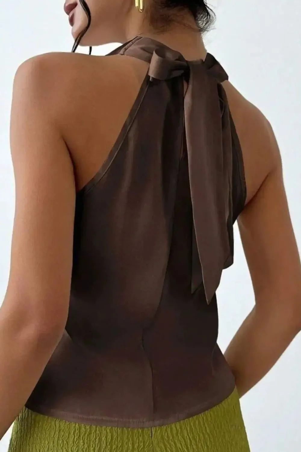 Satin Cowl Neck Sleeveless Blouse