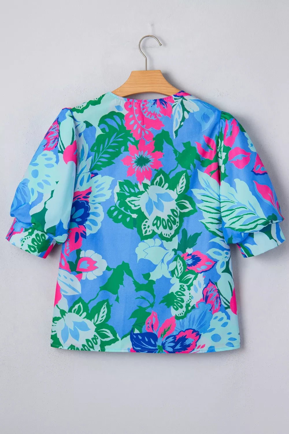 Floral Print V Neck Half Sleeve Blouse