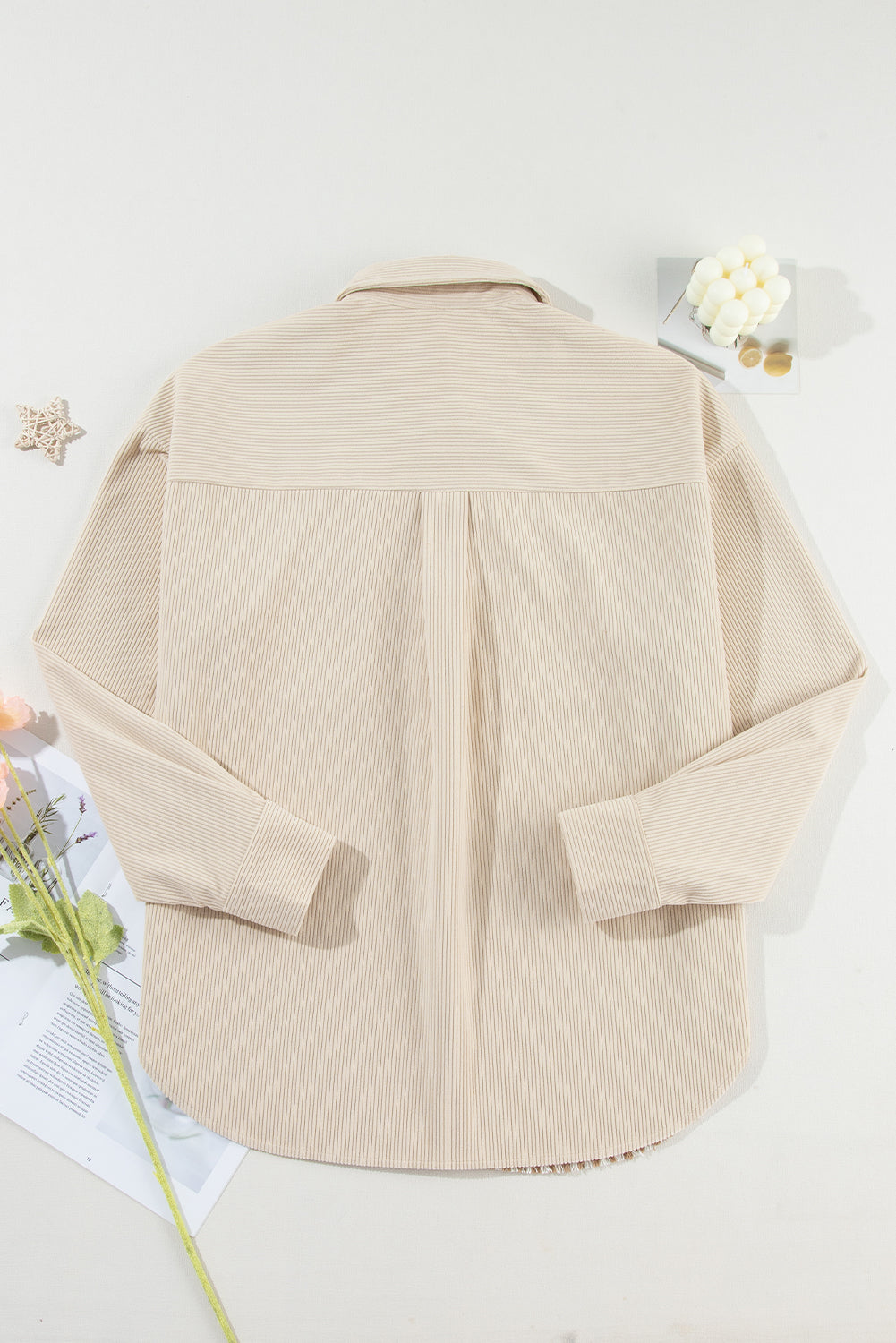 Houndstooth Corduroy Patchwork Flap Pocket Shacket