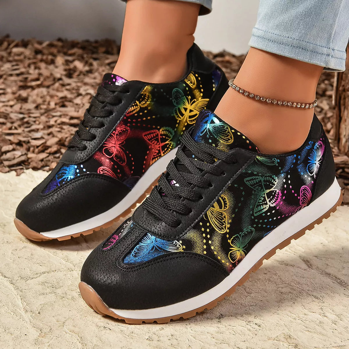 Butterfly Print Casual Sneakers