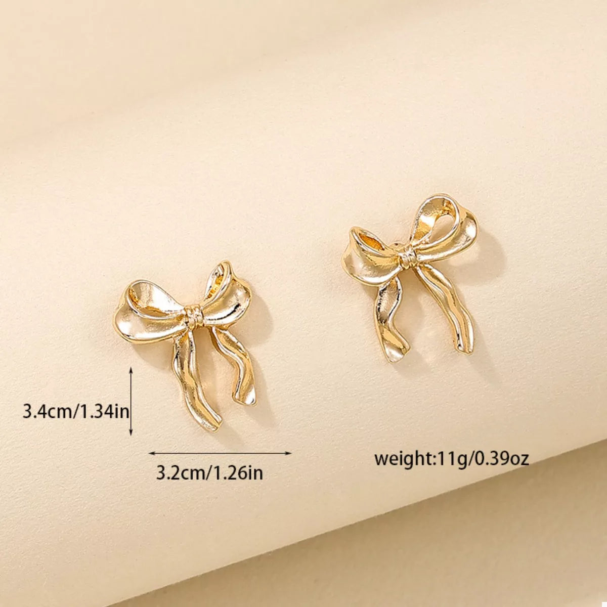 18K Gold-Plated Alloy Bow Stud Earrings