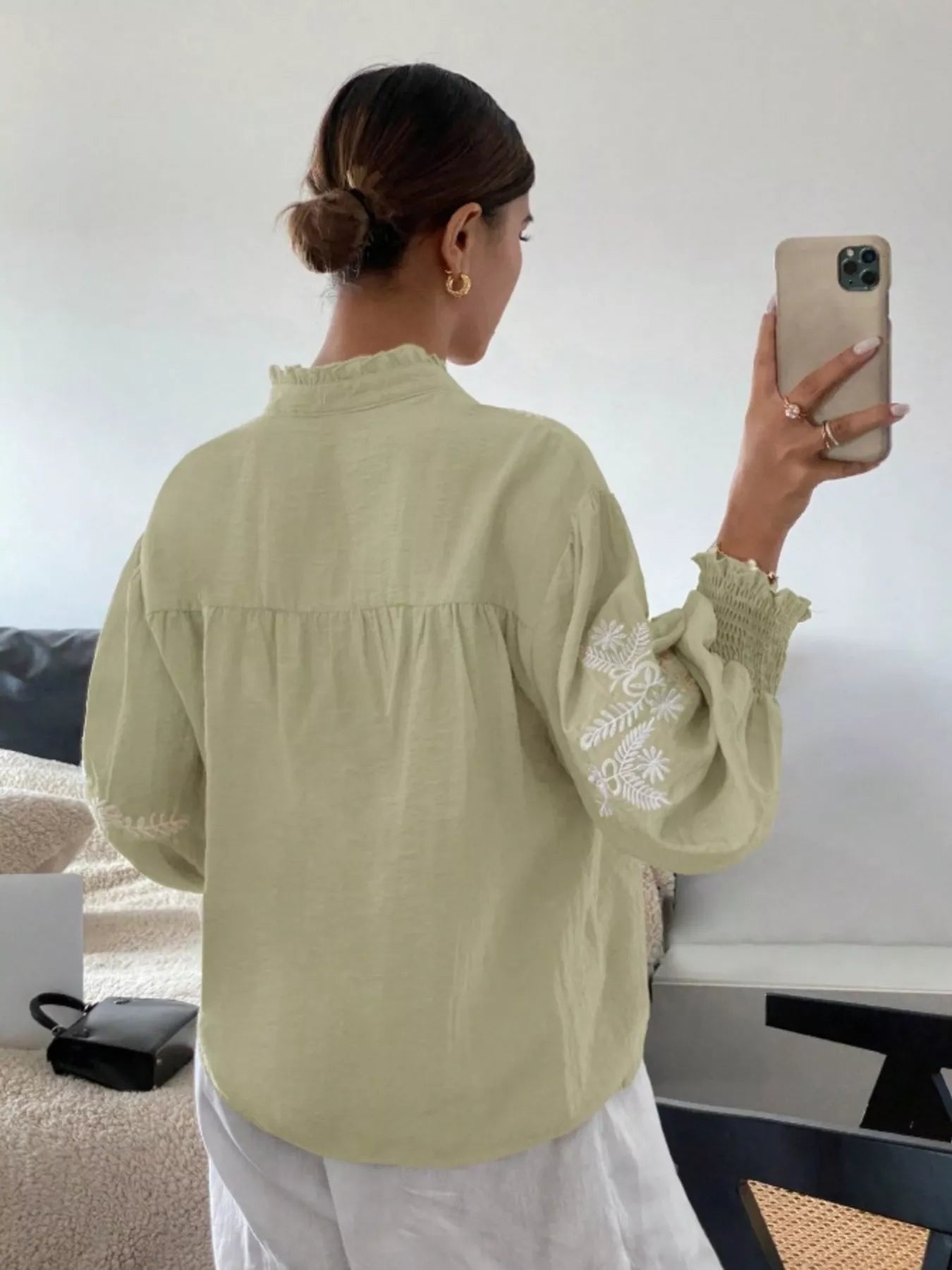 Embroidered Long Sleeve Blouse