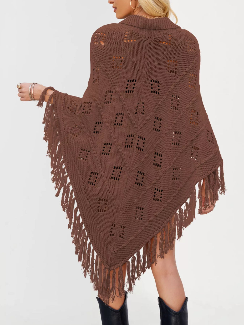 Fringe Openwork Knit Cover Up