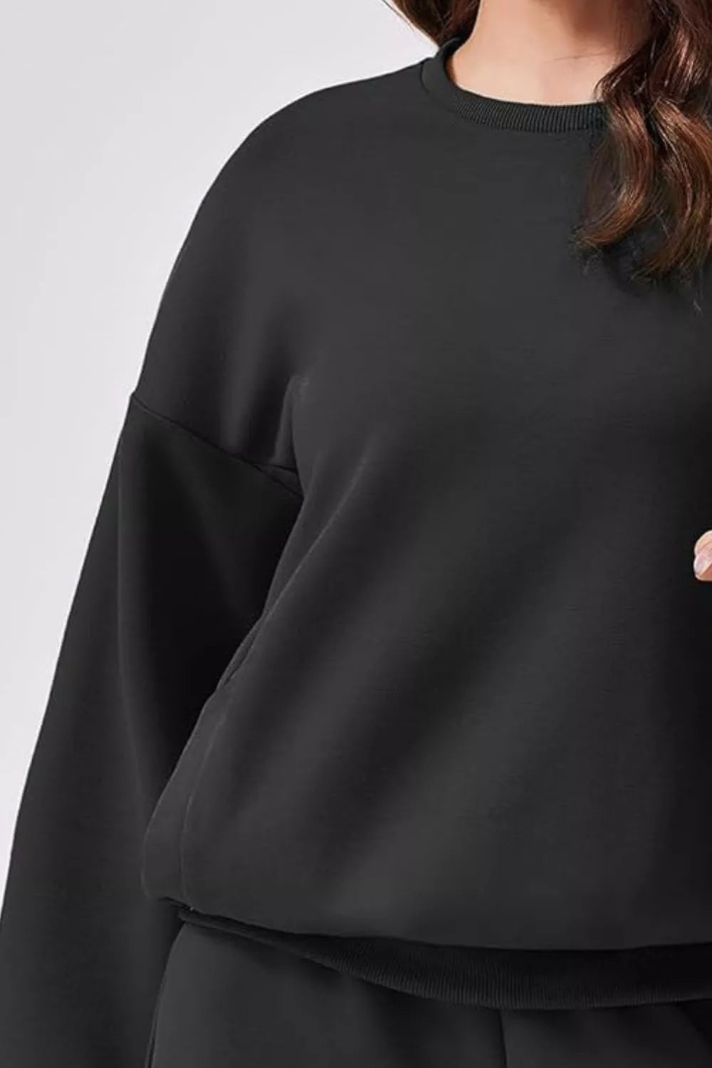 Round Neck Sweatshirt and Shorts Set