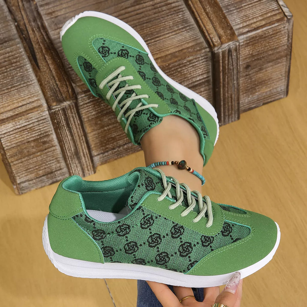 Floral Patterned Lace Up Sneakers