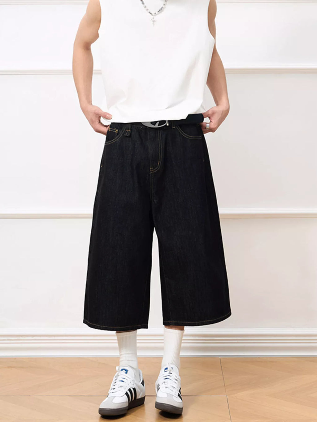 Men's Wide Leg Capri Jeans