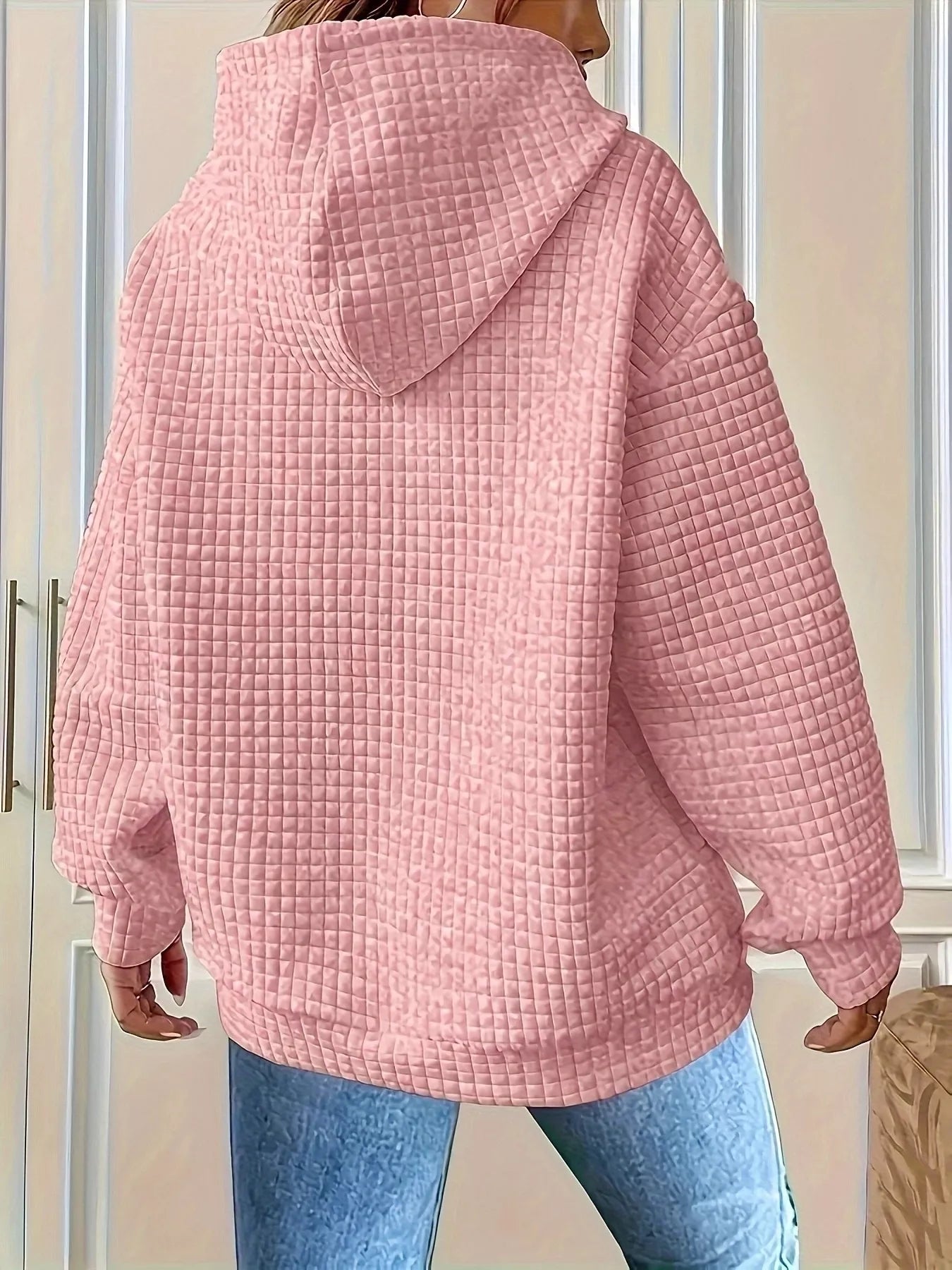 Textured Knit Drawstring Hoodie