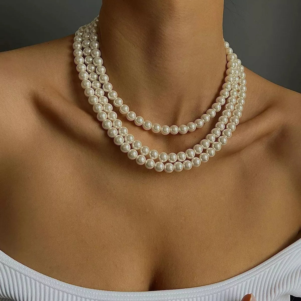 Three-Layered Pearl Necklace