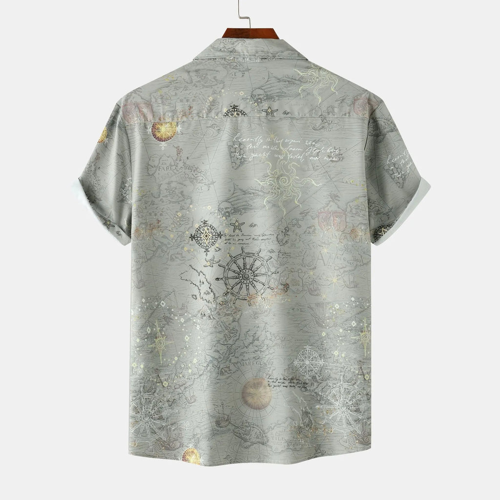 Men's Printed Button Up Short Sleeve Shirt