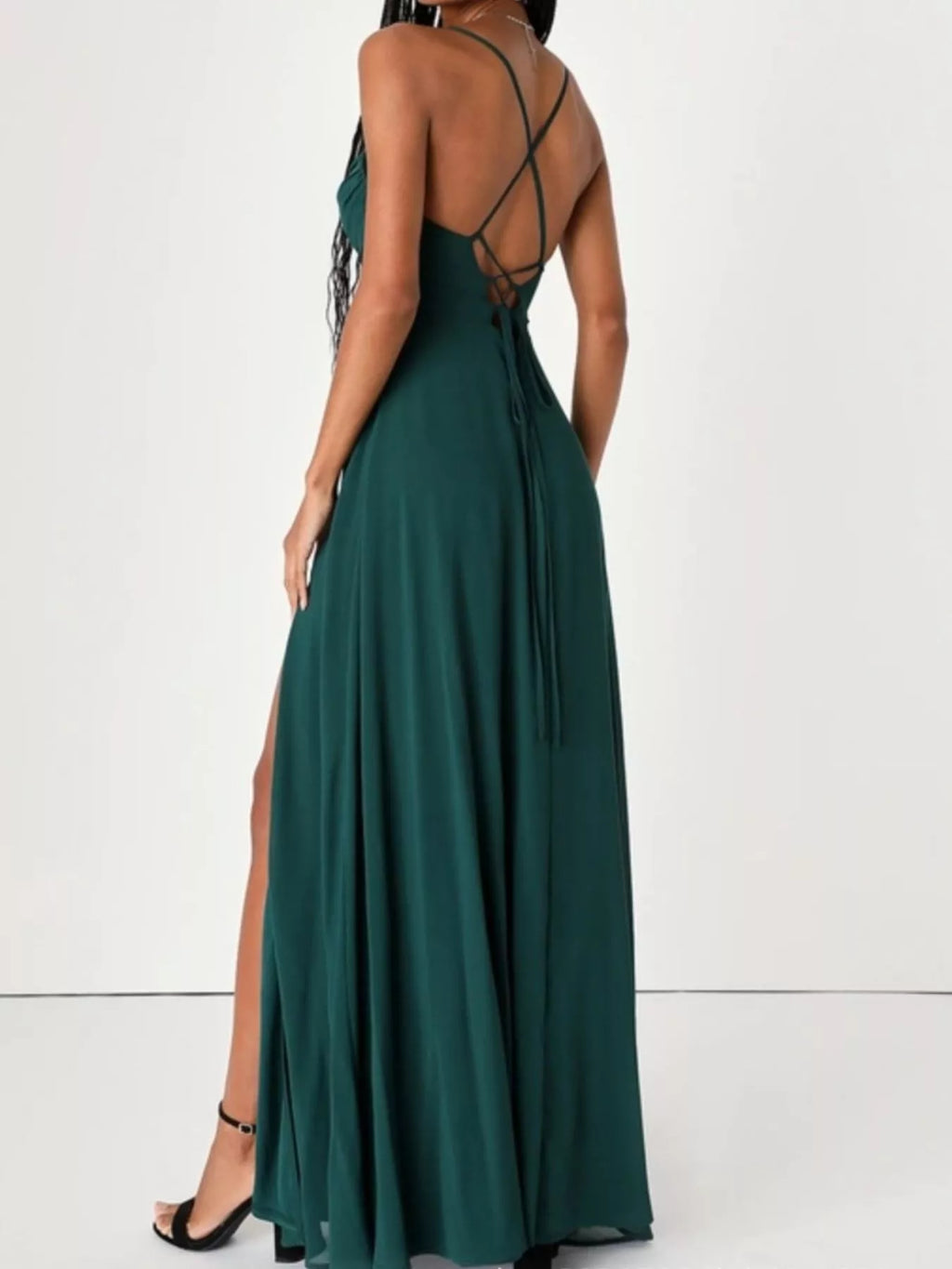 Crisscross Back Slit Maxi Dress