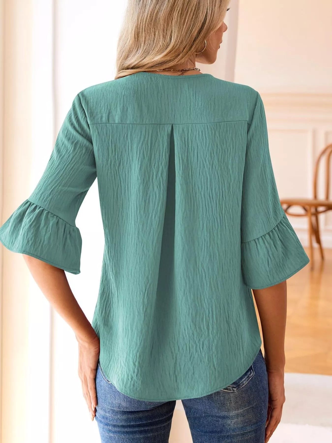 Ruffled Flounce Sleeve Blouse
