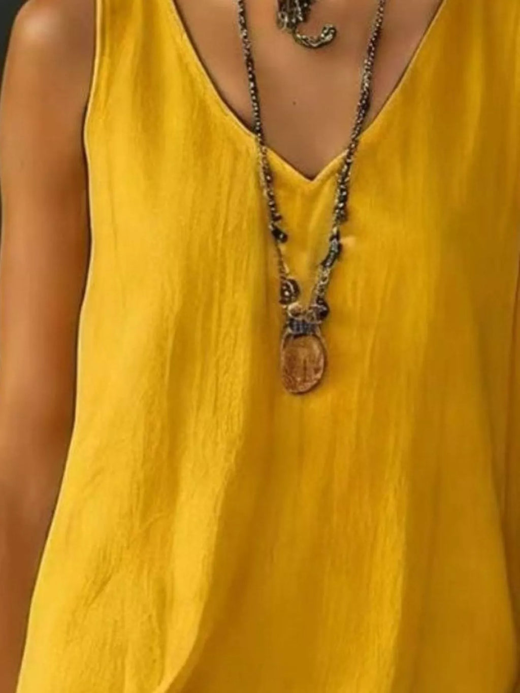 Full Size Ruffled Hem V-Neck Sleeveless Dress Plus Size