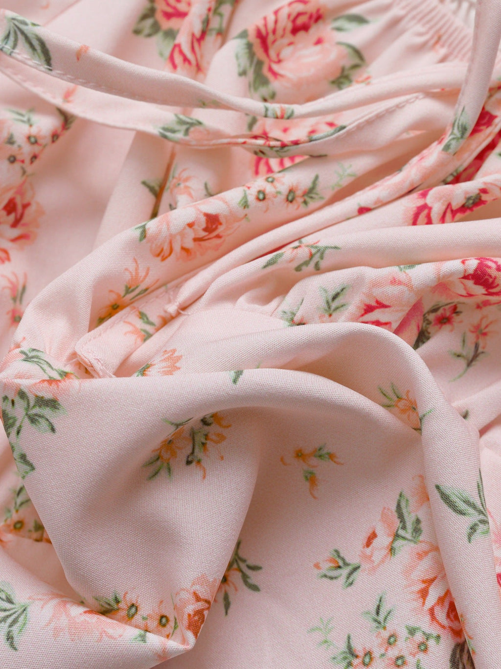 Floral Print Tie Front Puff Sleeve Blouse