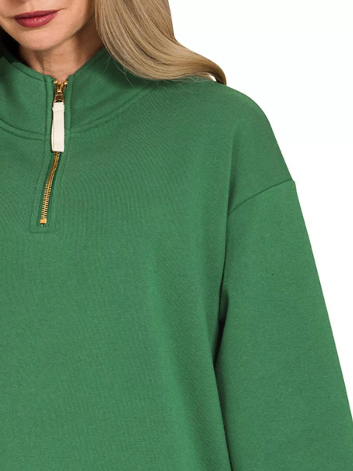 Zenana Fleece Half Zip Sweatshirt