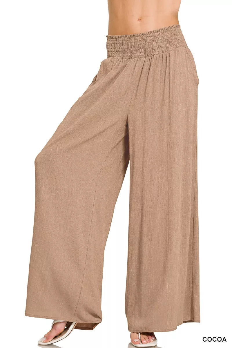 Zenana Smocked Waistband Wide Leg Lounge Pants