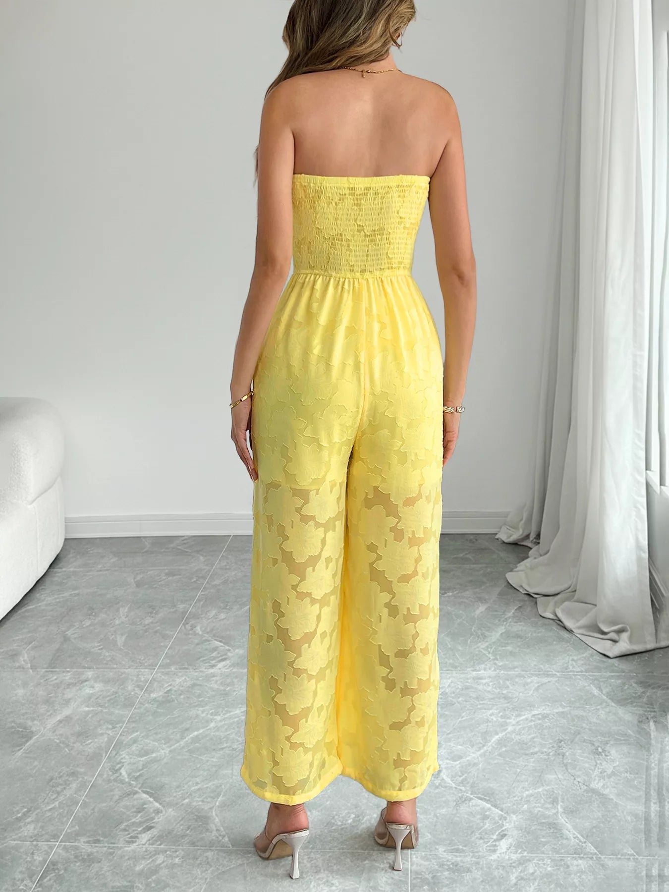 Lace Smocked Tube Jumpsuit