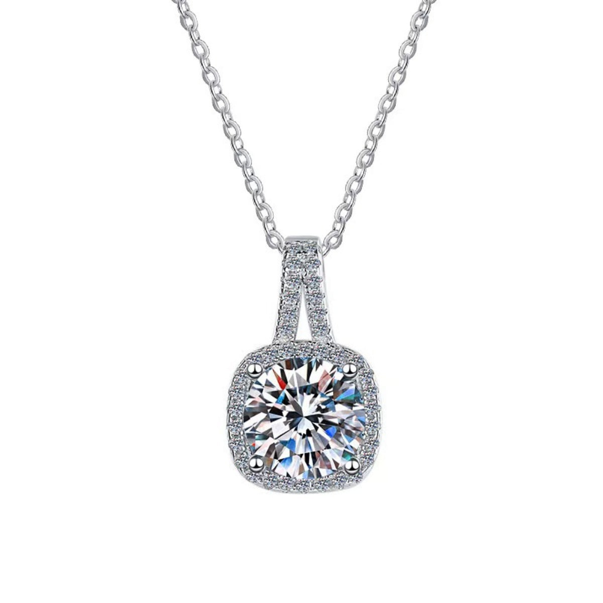 1 Carat Moissanite 925 Sterling Silver Pendant Necklace