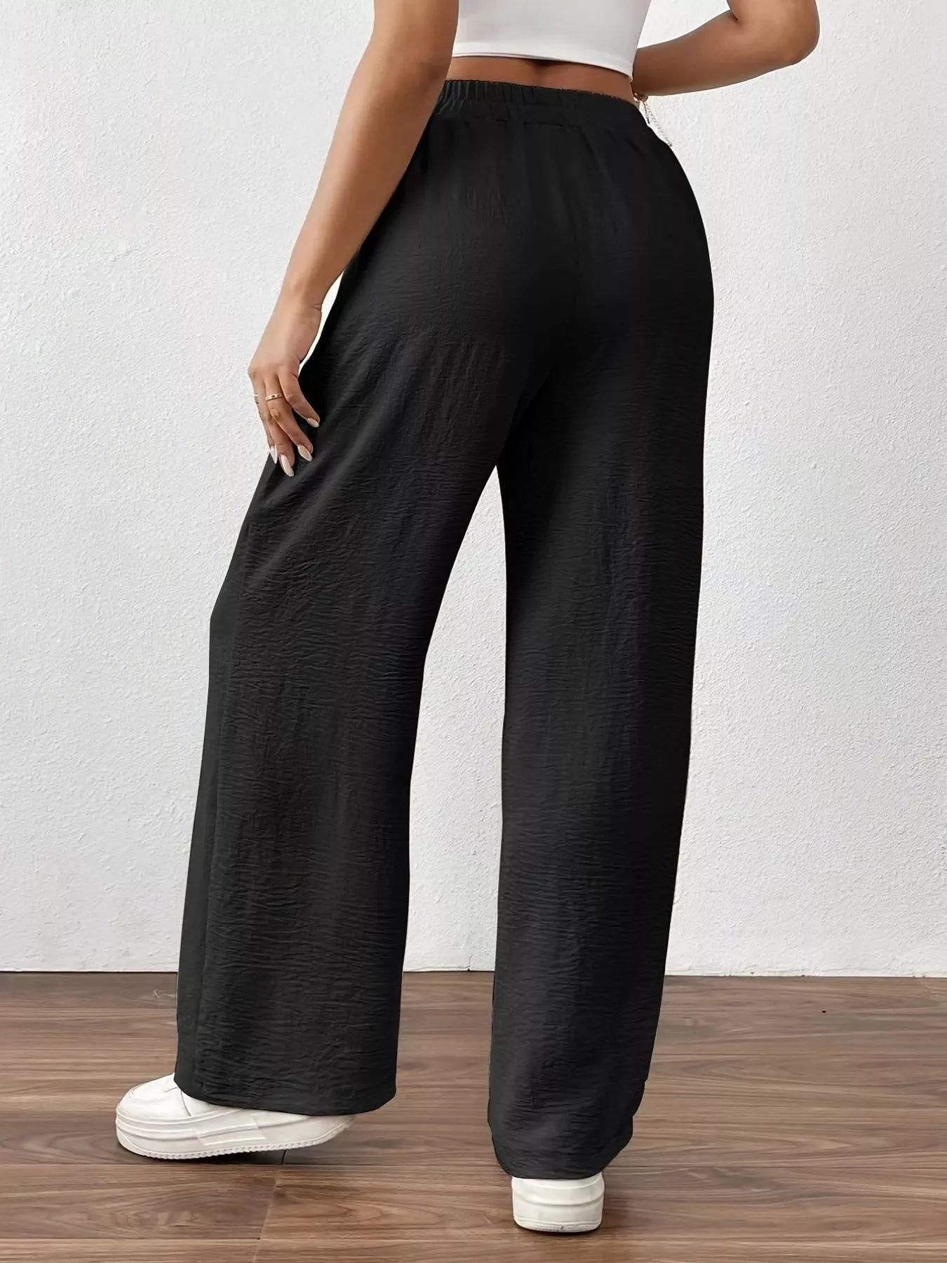 Casual Drawstring Wide Leg Pants