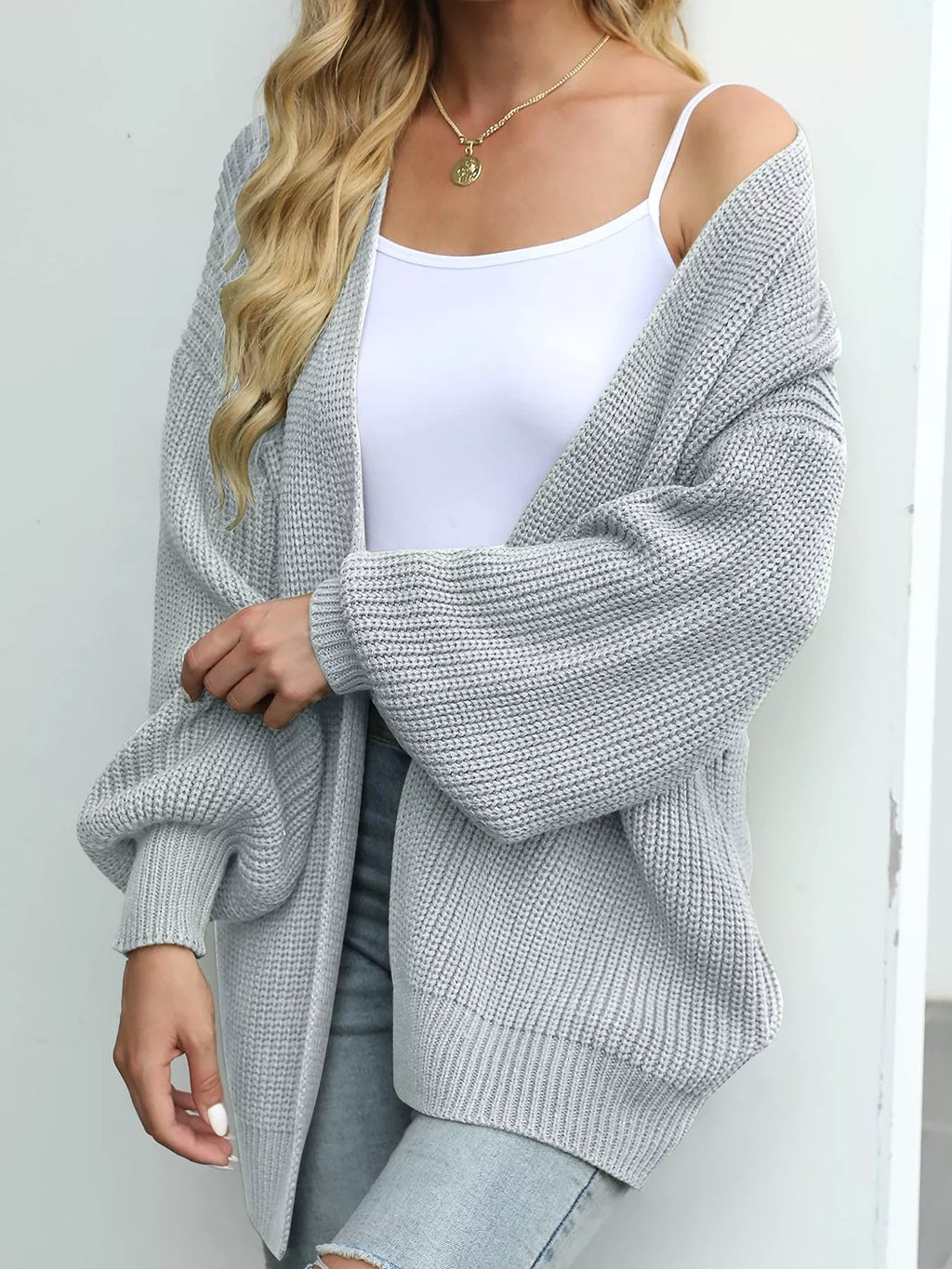 Full Size Chunky Knit Open Front Cardigan Plus Size