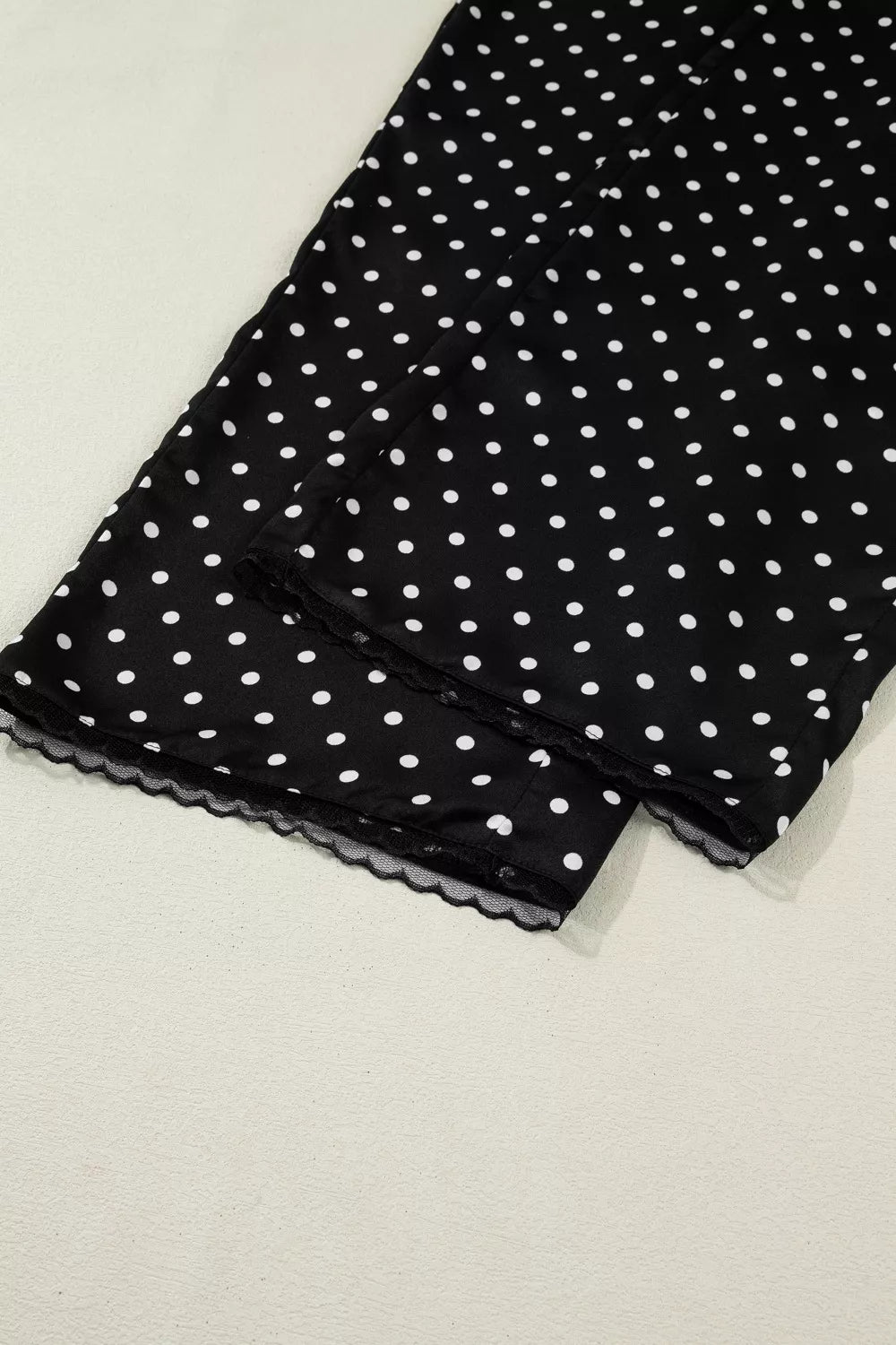Polka Dot Print Elastic Waist Lace Hem Loose Pants