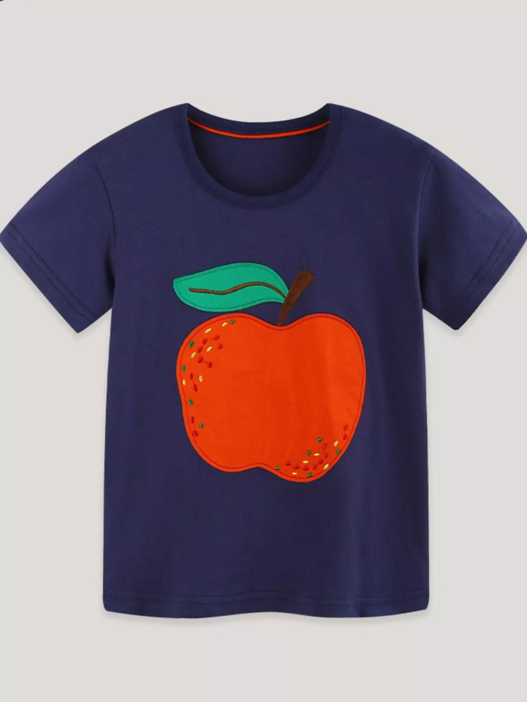 Children's Apple Embroidered Short Sleeve T-Shirt