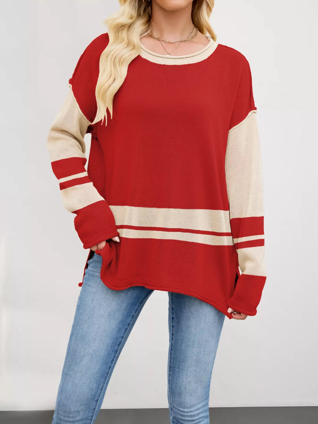 Color Block Side Slit Sweater