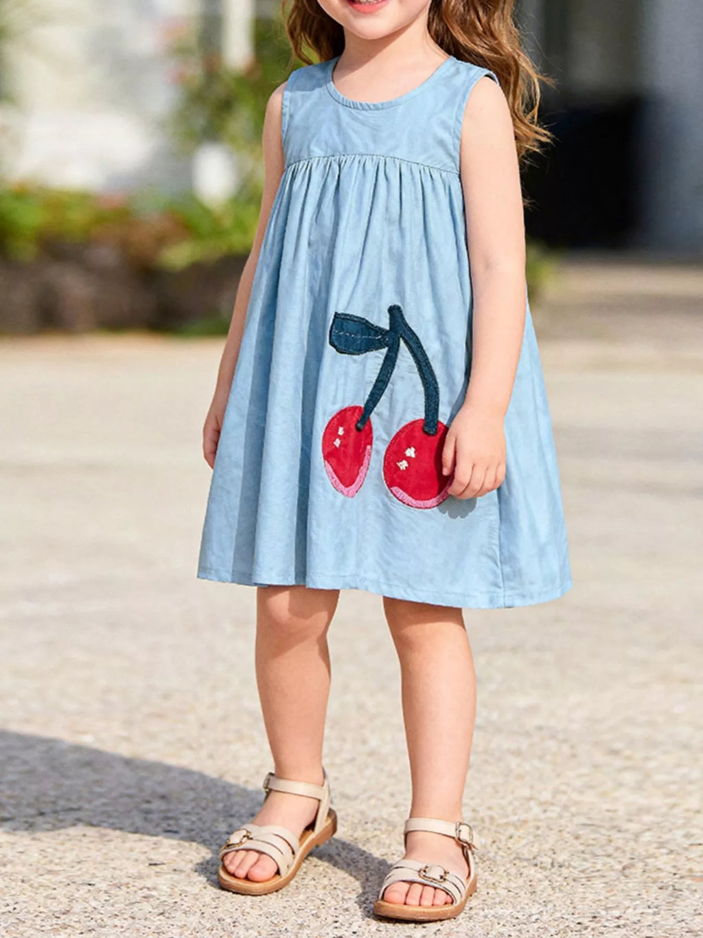 Children's Cherry Sleeveless Casual Dress