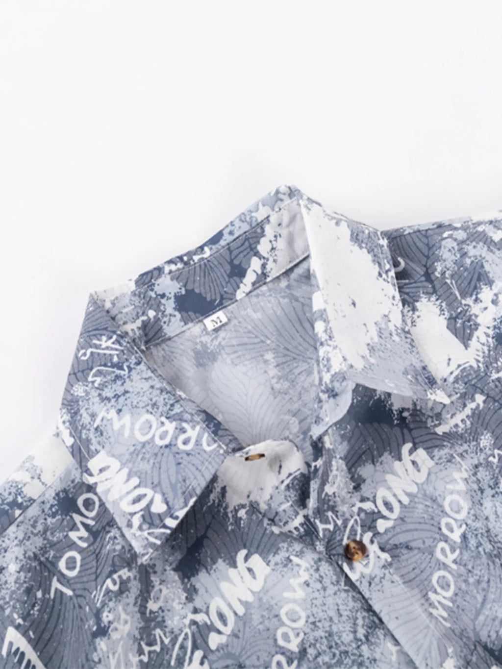 Men's Plus Size Printed Button Up Short Sleeve Shirt